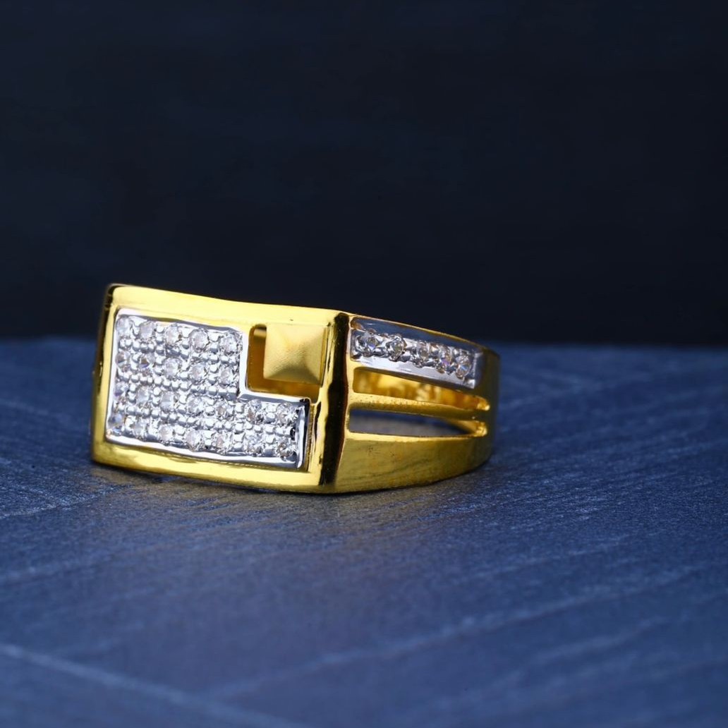22Kt Gold CZ Diamond Ring For Men