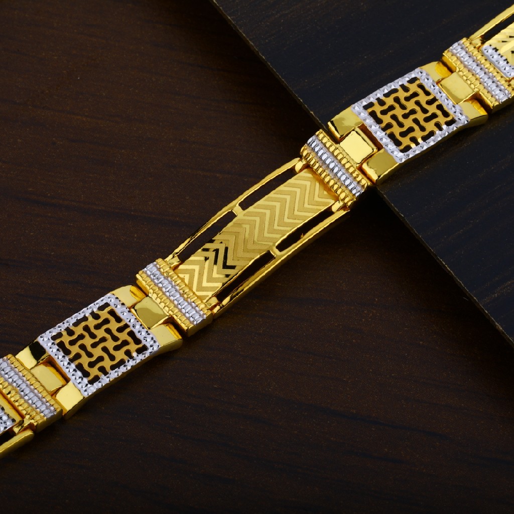 22K Gold Plain Casting Fancy Mens Bracelet-MPB47