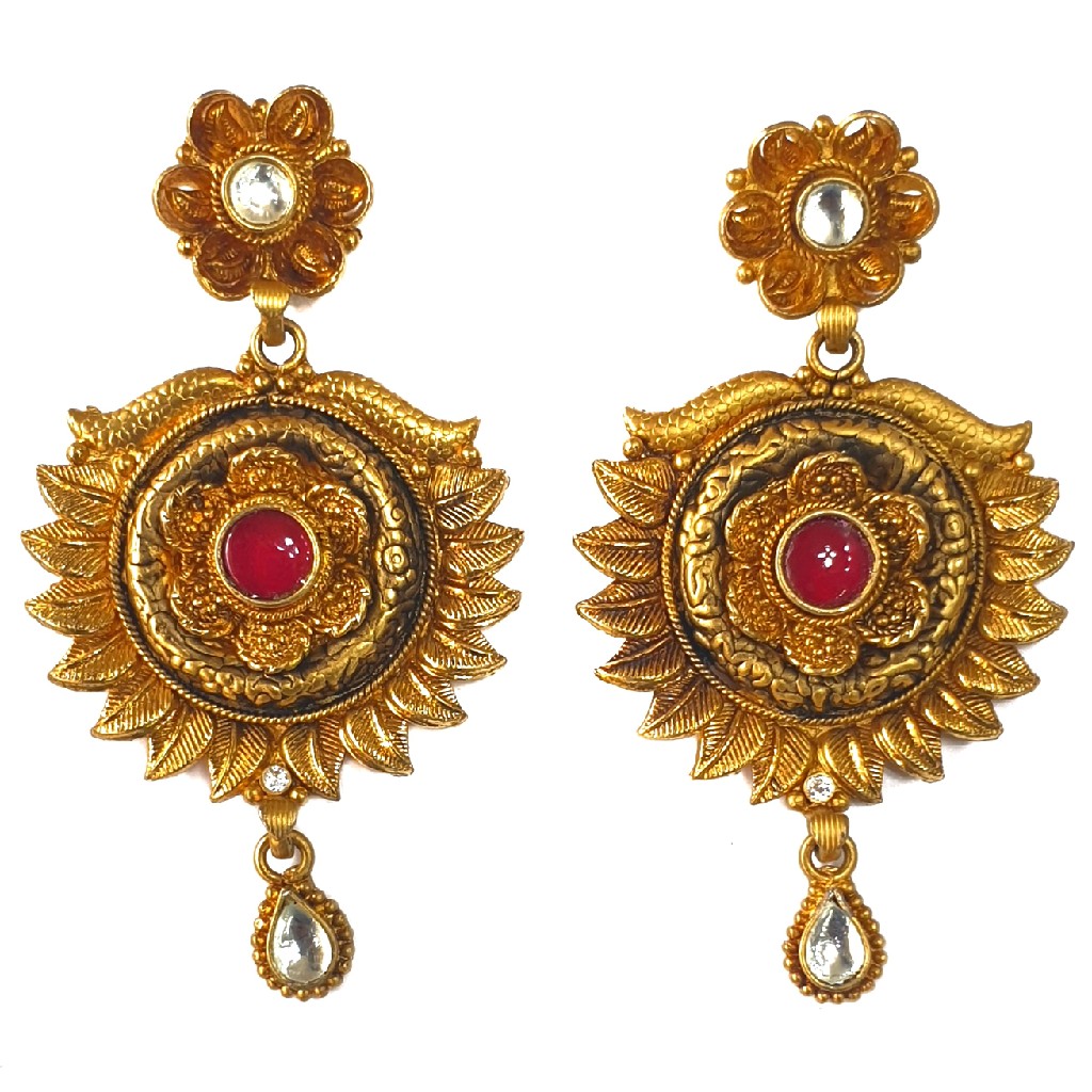 1 gram gold forming antique necklace set mga - gfn0032