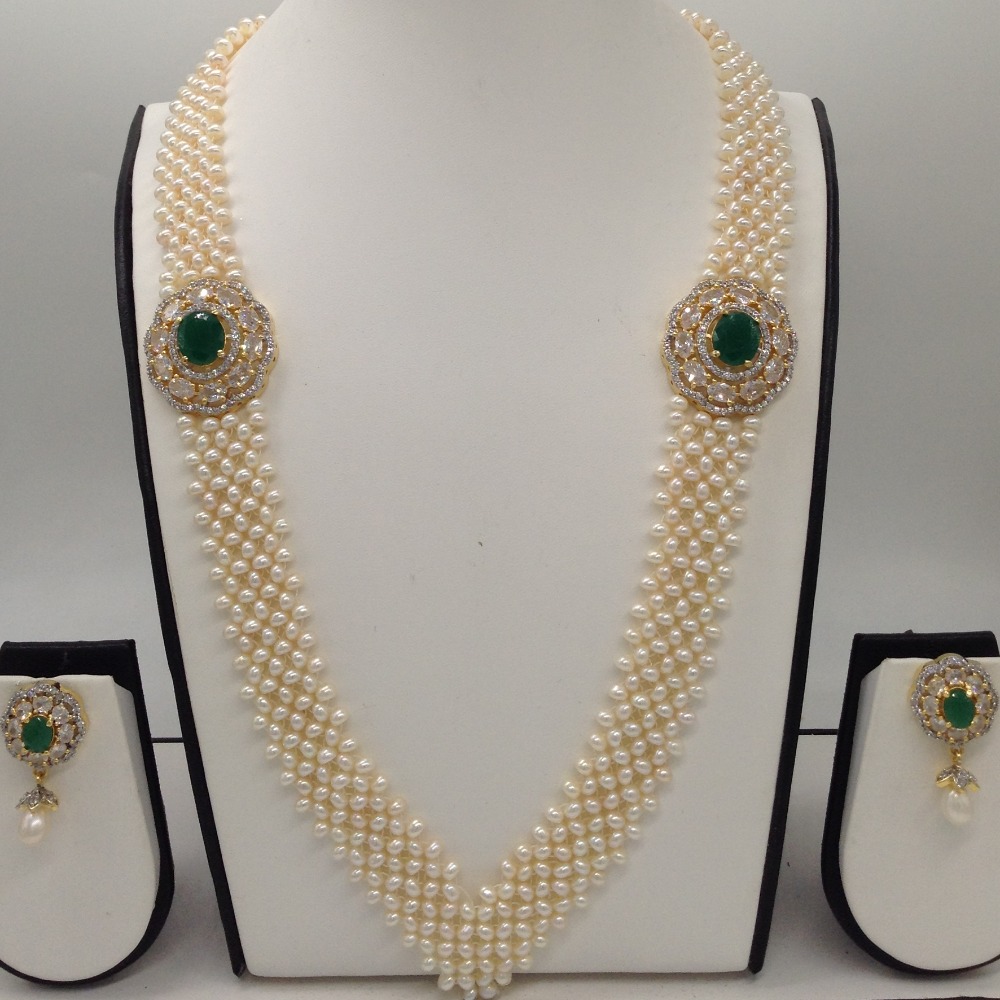 Buy quality White And Green CZ Broach Set With Seed 
