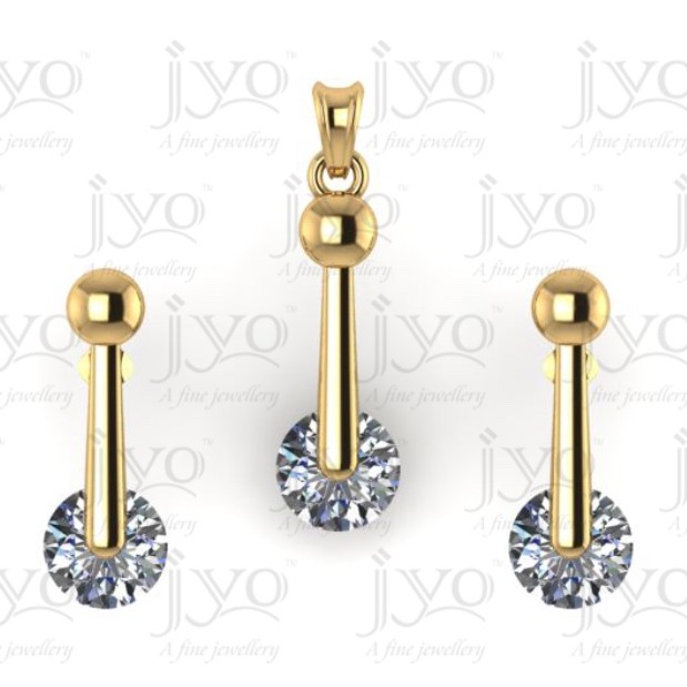 18Kt jyo studded stone light weight pendant set