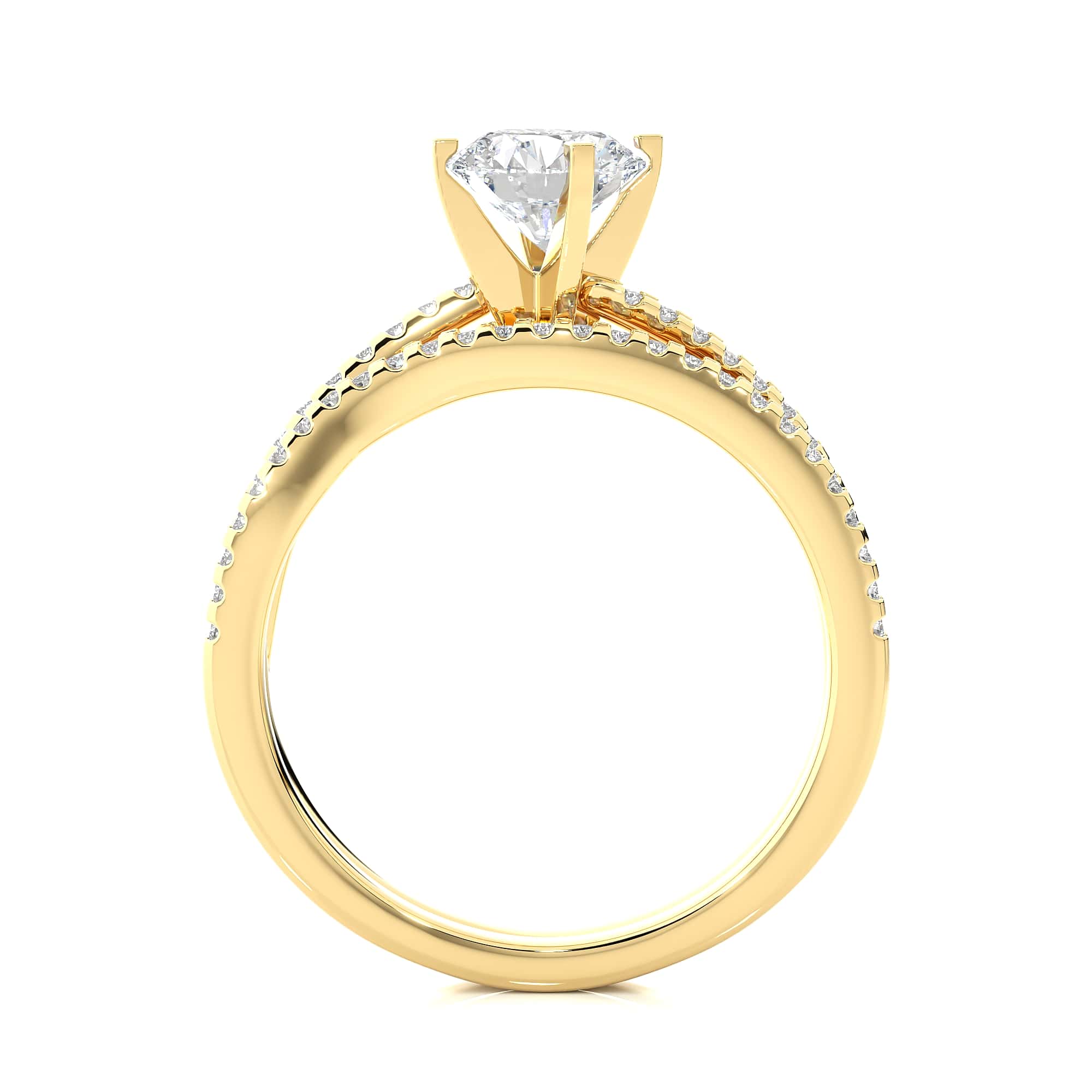 Double layer Solitaire Ring YG