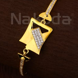 750 Gold CZ Hallmark Ladies Kada Bracelet LKB206