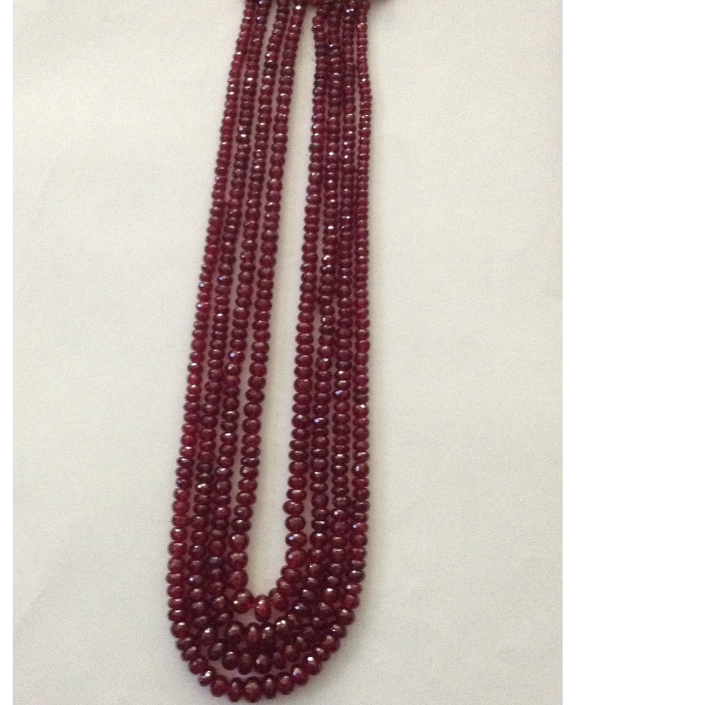 Natural red ruby glass filled faceted round beeds necklace JSR0083