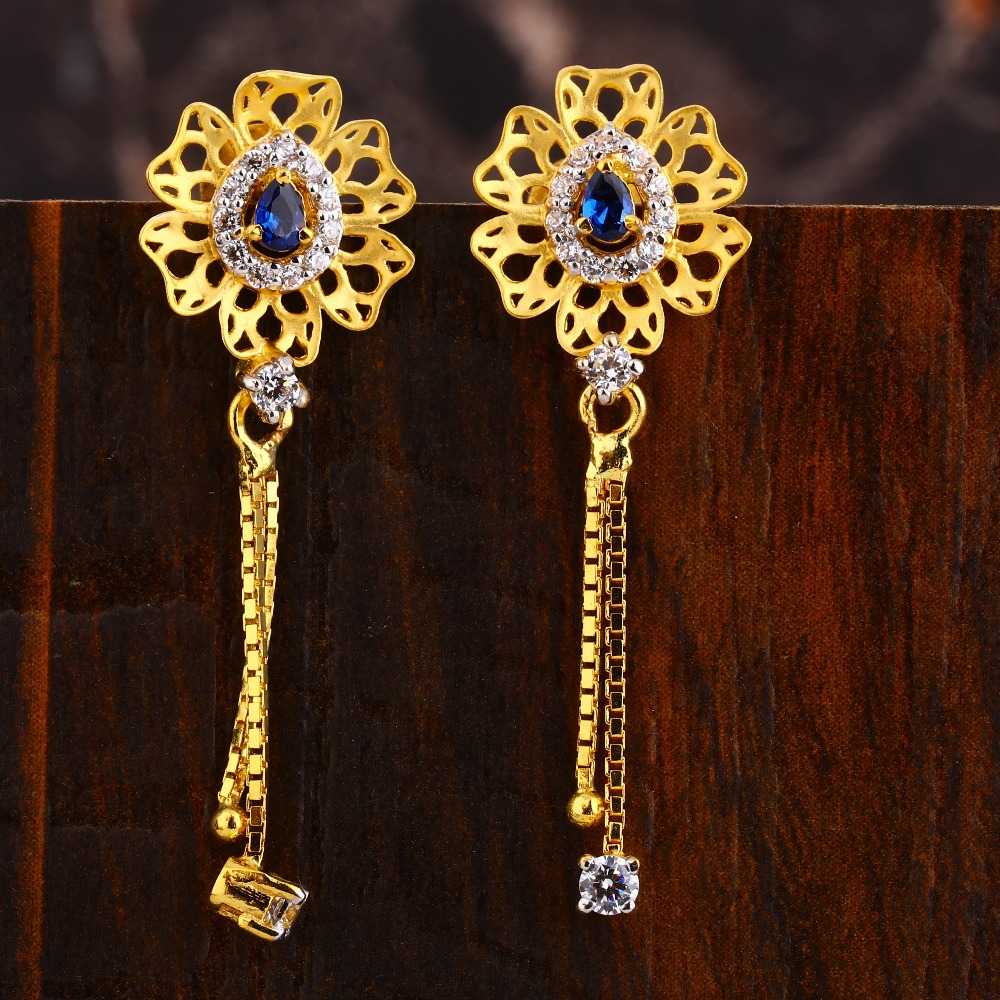 22CT Gold CZ  Fancy Women's Hallmark Earring LFE583