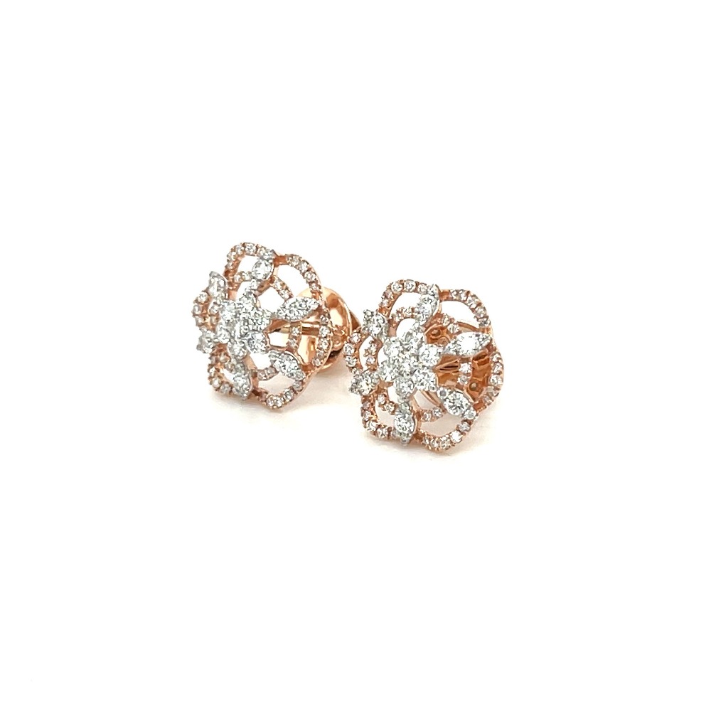 Floral Diamond Stud Earring by Royale Diamonds