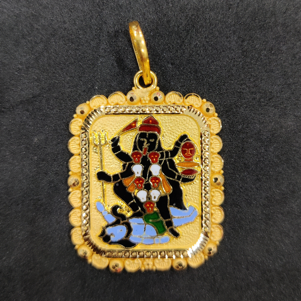 916 Gold Fancy Gent's Mahakali Minakari Pendant