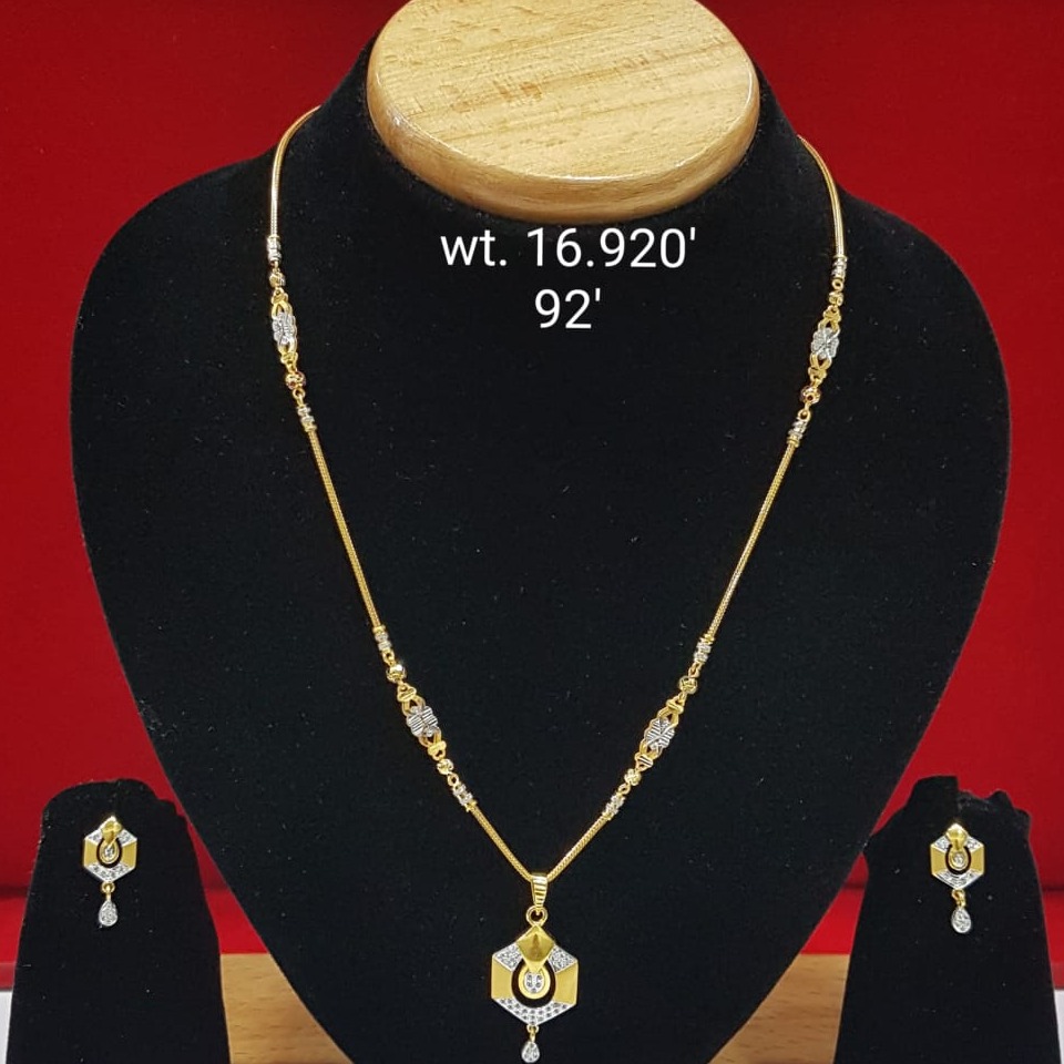 916 gold cz white Diamond Necklace set