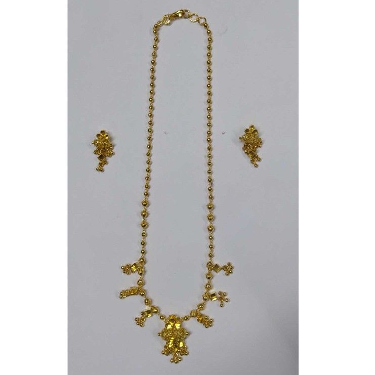 916 gold fancy Antique Jadtar Coller Dodi Pendant Set akm-ps-166