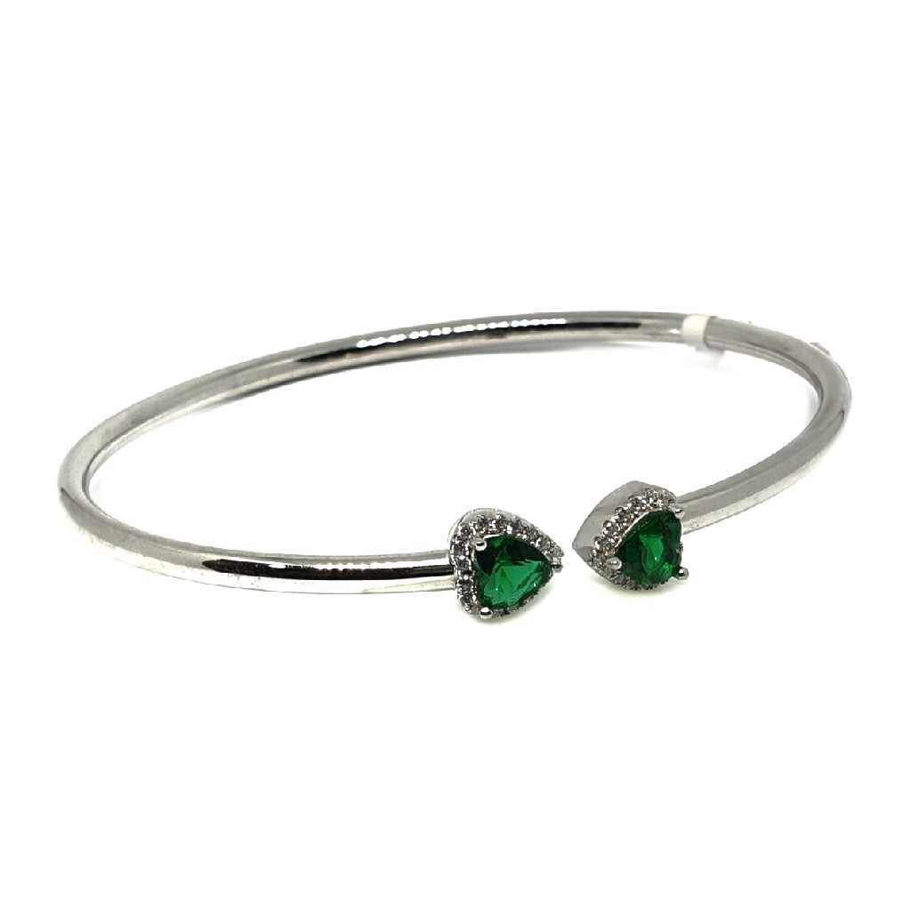 925 Sterling Silver Green Diamond Heart Shape Bracelet MGA - KRS0002