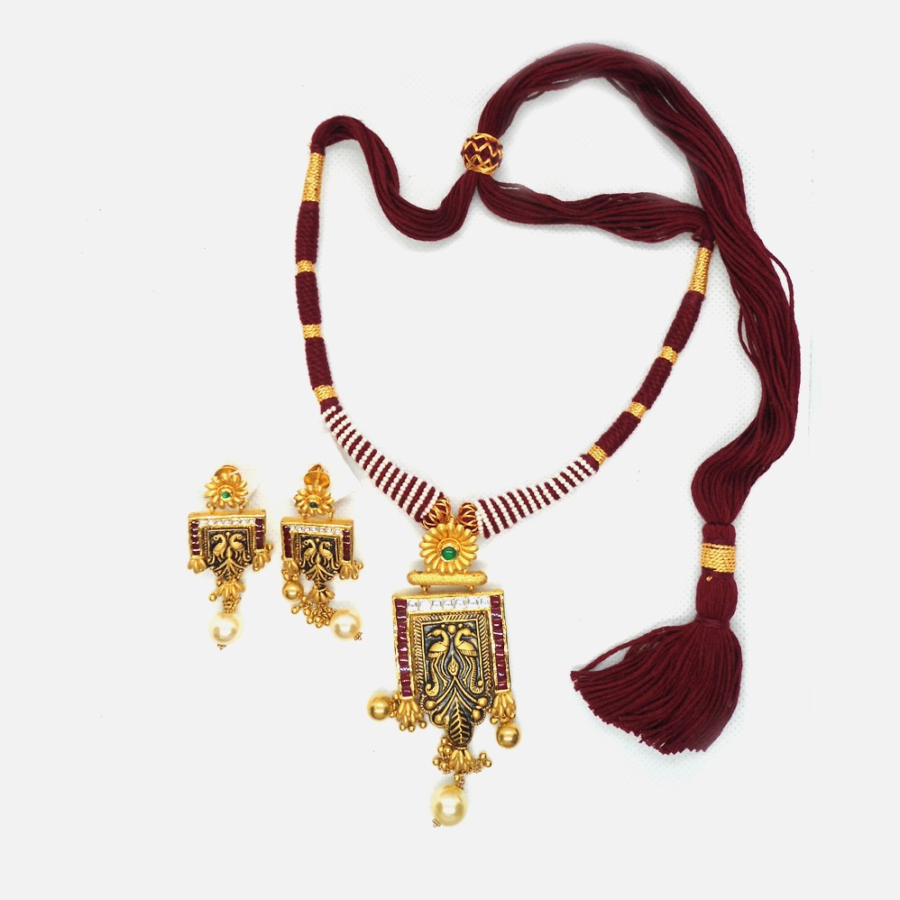 916 Gold Antique Wedding Necklace Set RHJ-4764