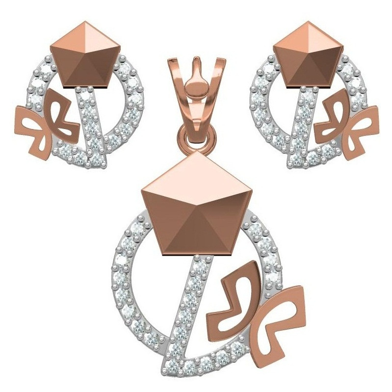 18kt cz rose gold diamond pendant set