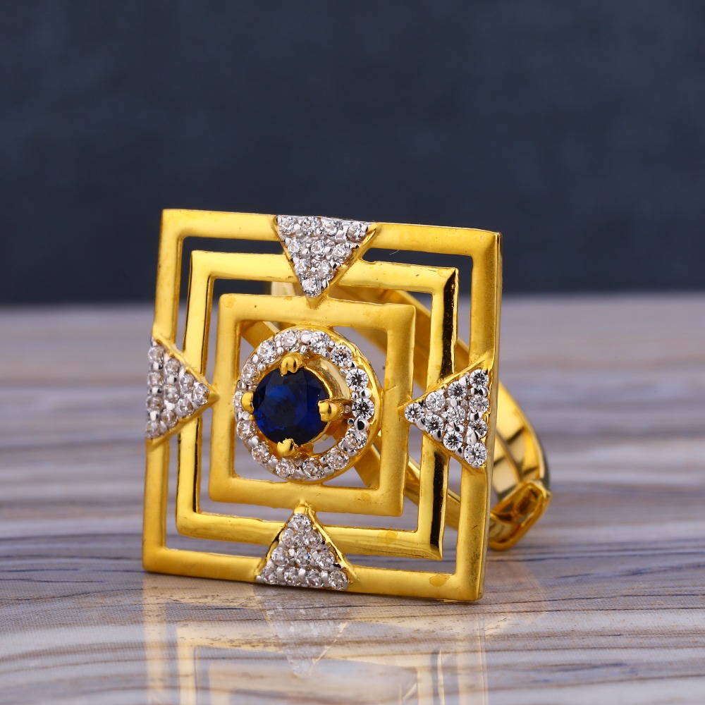 916 Gold CZ Diamond Fancy Ladies  Long Ring LLR241