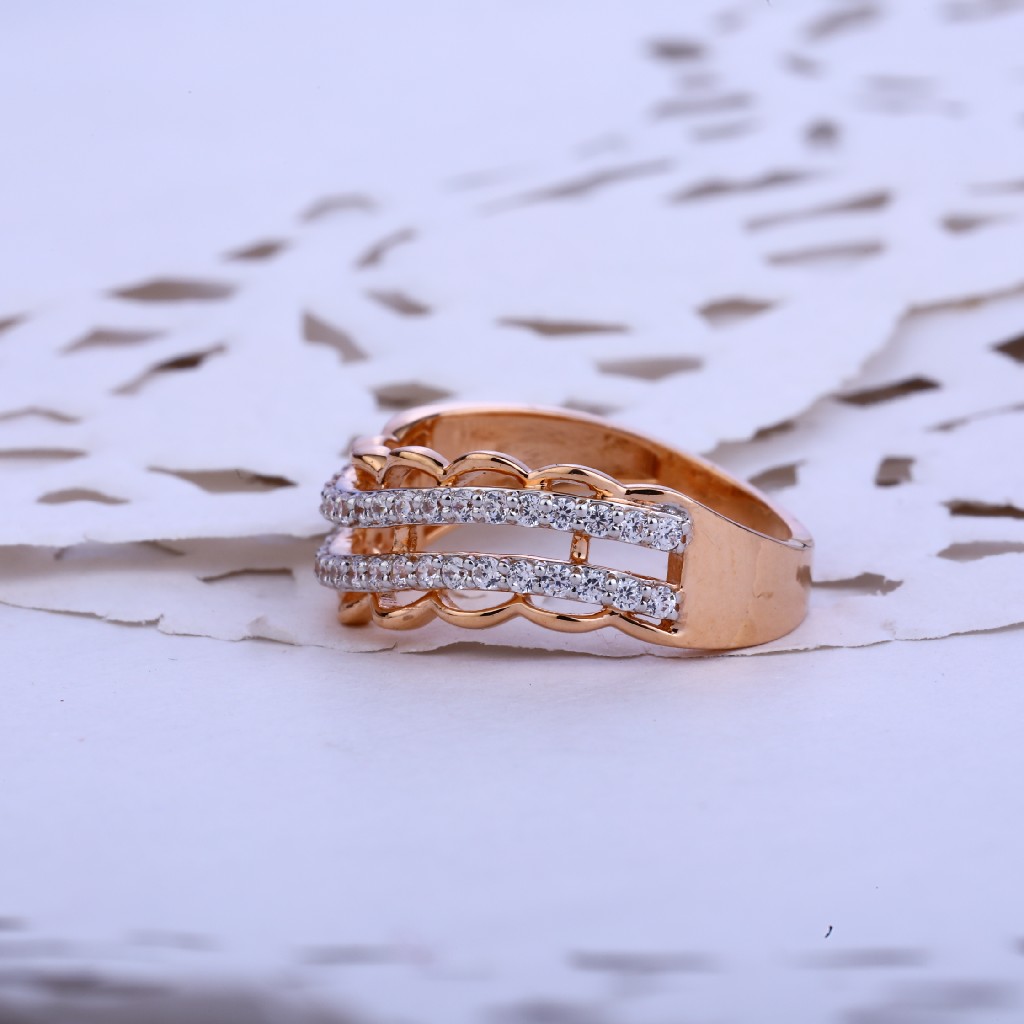 Ladies Rose Gold Designer Cz Ring-RLR55