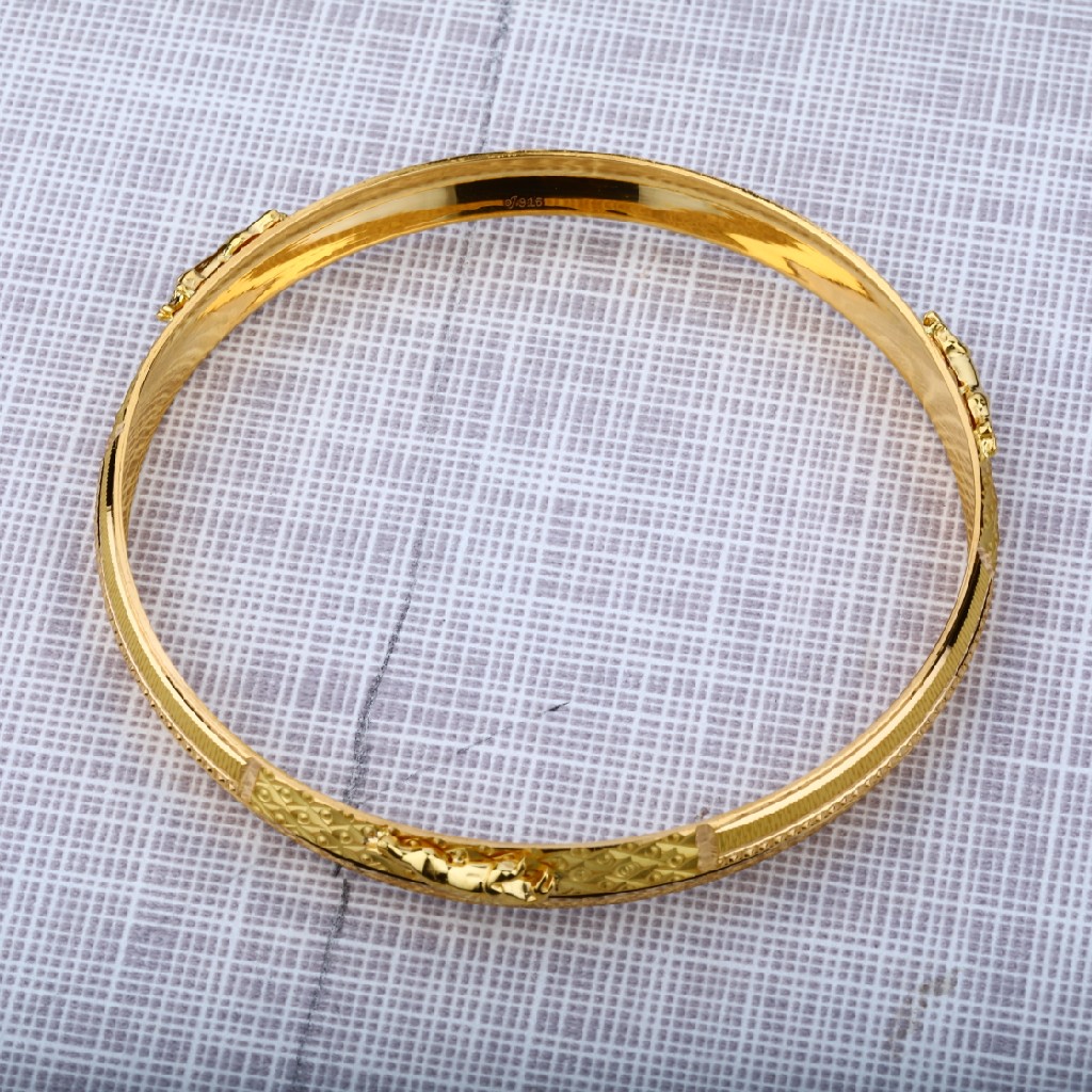 Mens 916 Plain Gold Jaguar Punjabi Kada Bracelet-MPKB03