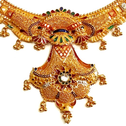916 Gold Kalkatti Meenakari Rajwadi Necklace Set MGA - GN057