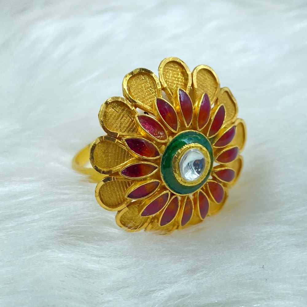 22KT Gold Rajasthan flower  design Ring 