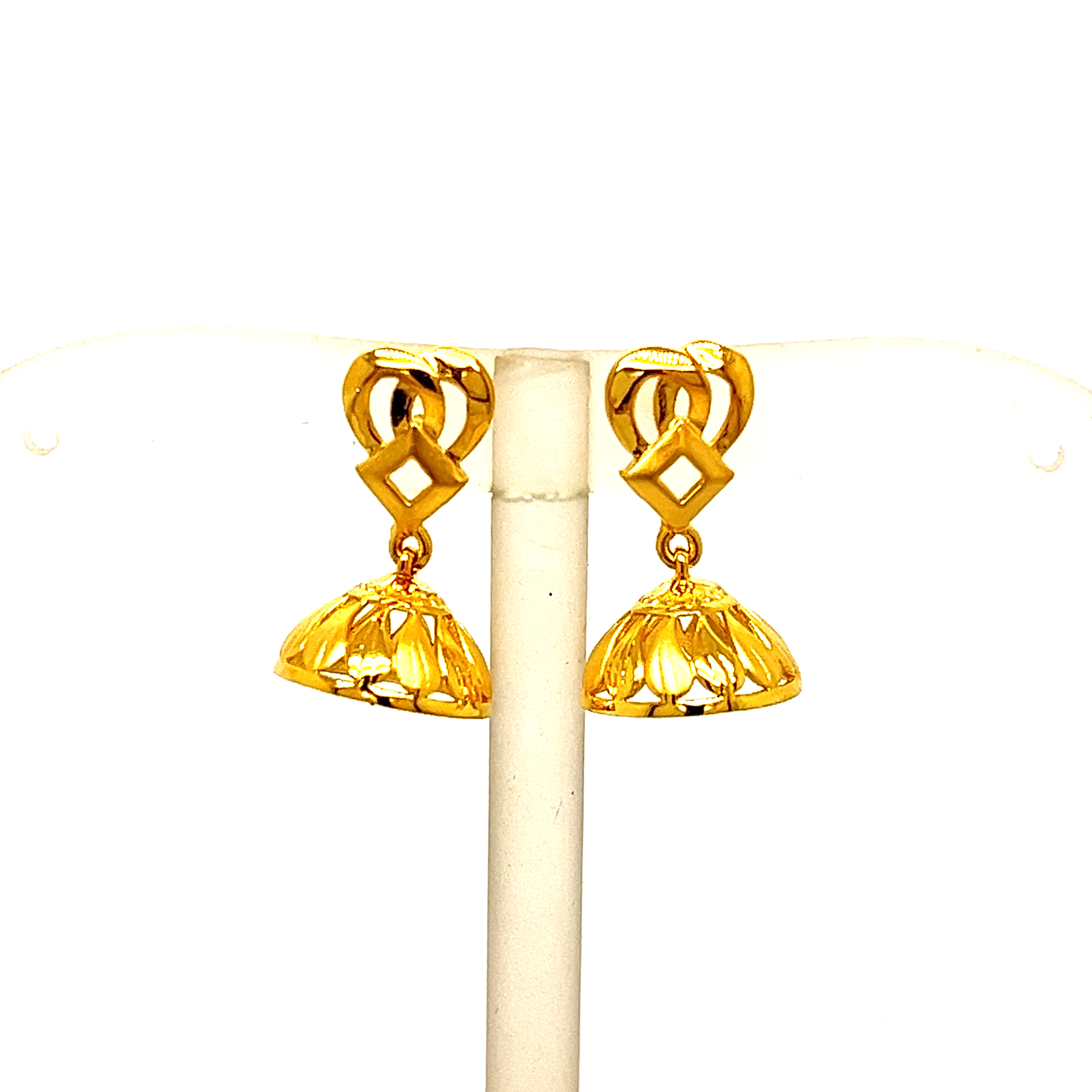 22k Yellow Gold Traditional Jhumki  Plain Earrings