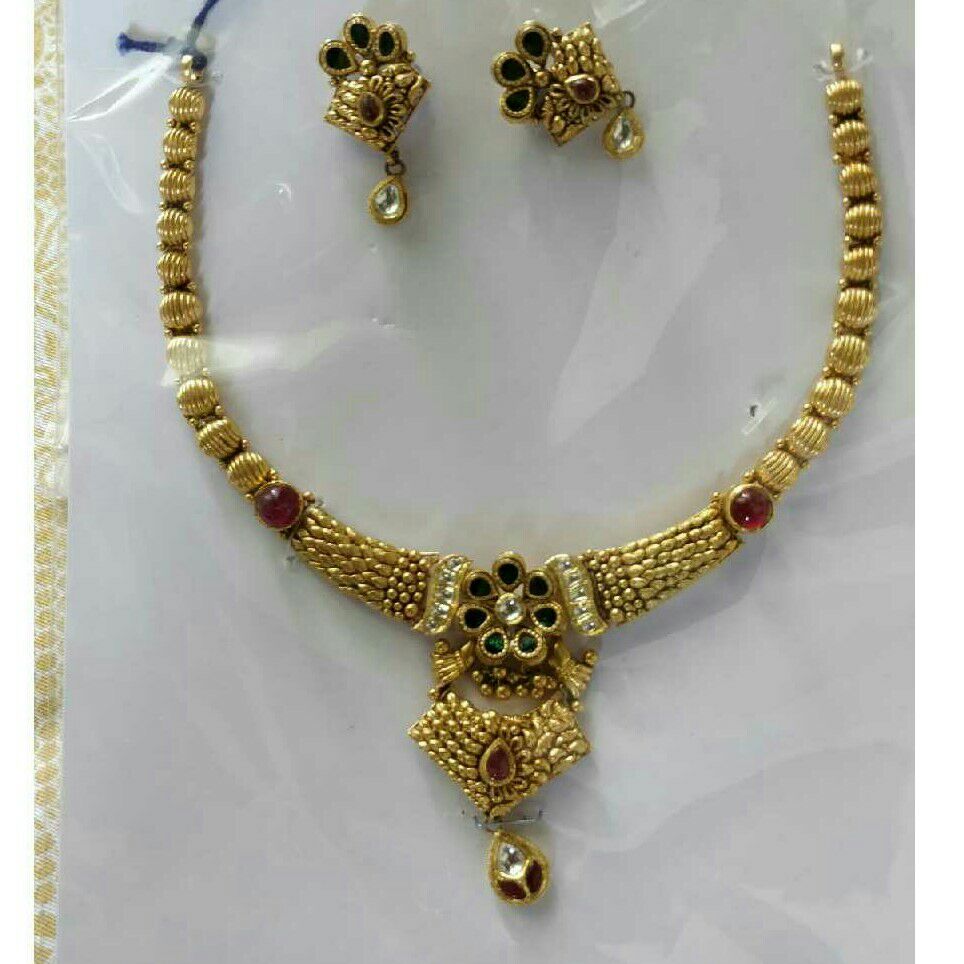 22kt  Gold Antique Jadtar Necklace Set