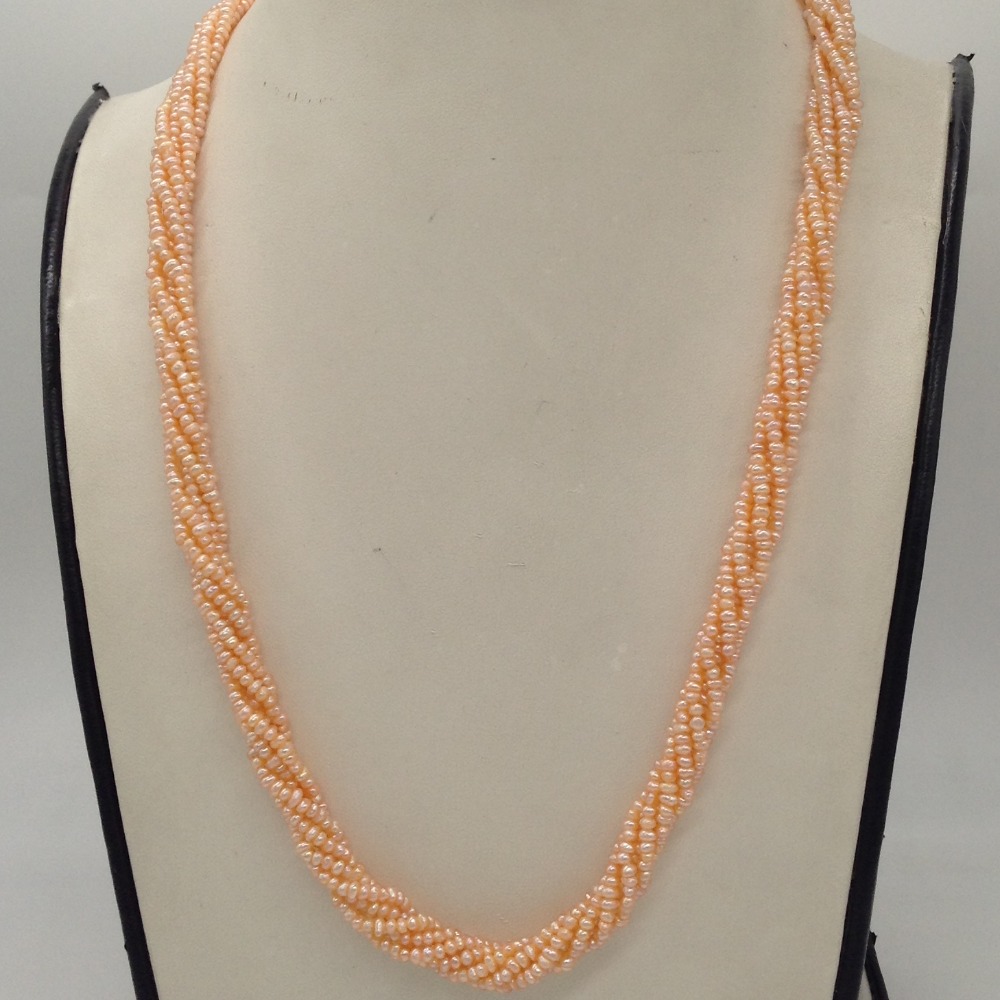 Orange seed pearls 6 layers twisted necklace jpm0331