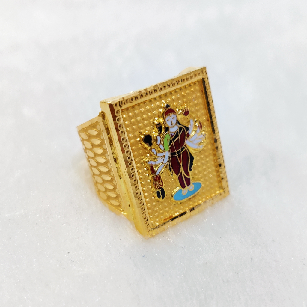 916 Gold Fancy Gent's Sadhi Maa Minakari Ring