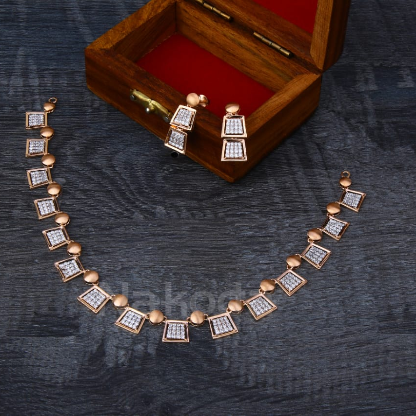 18KT Rose Gold CZ Stylish Ladies Necklace Set RN355
