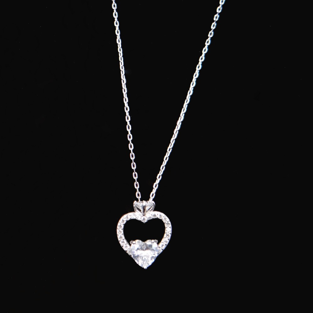 925 silver croen heart with link chain