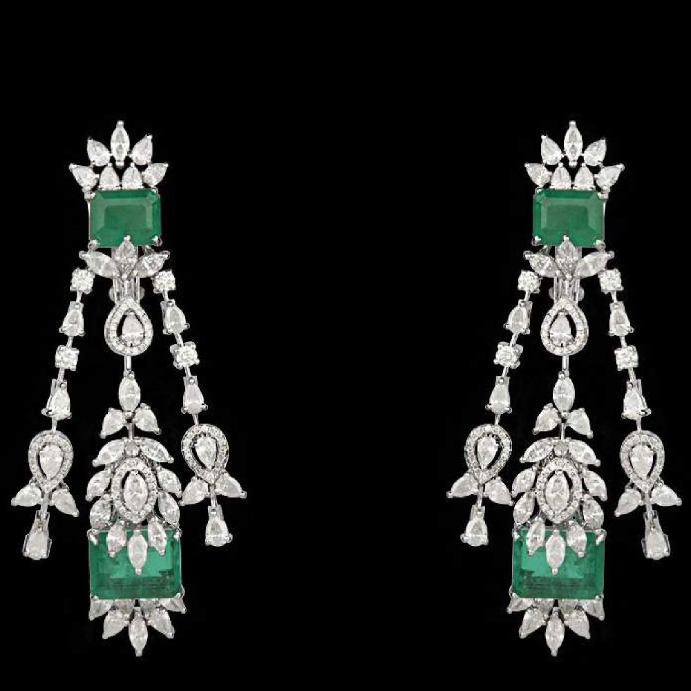 Diamonds and Emeralds Earrings JSJ0134