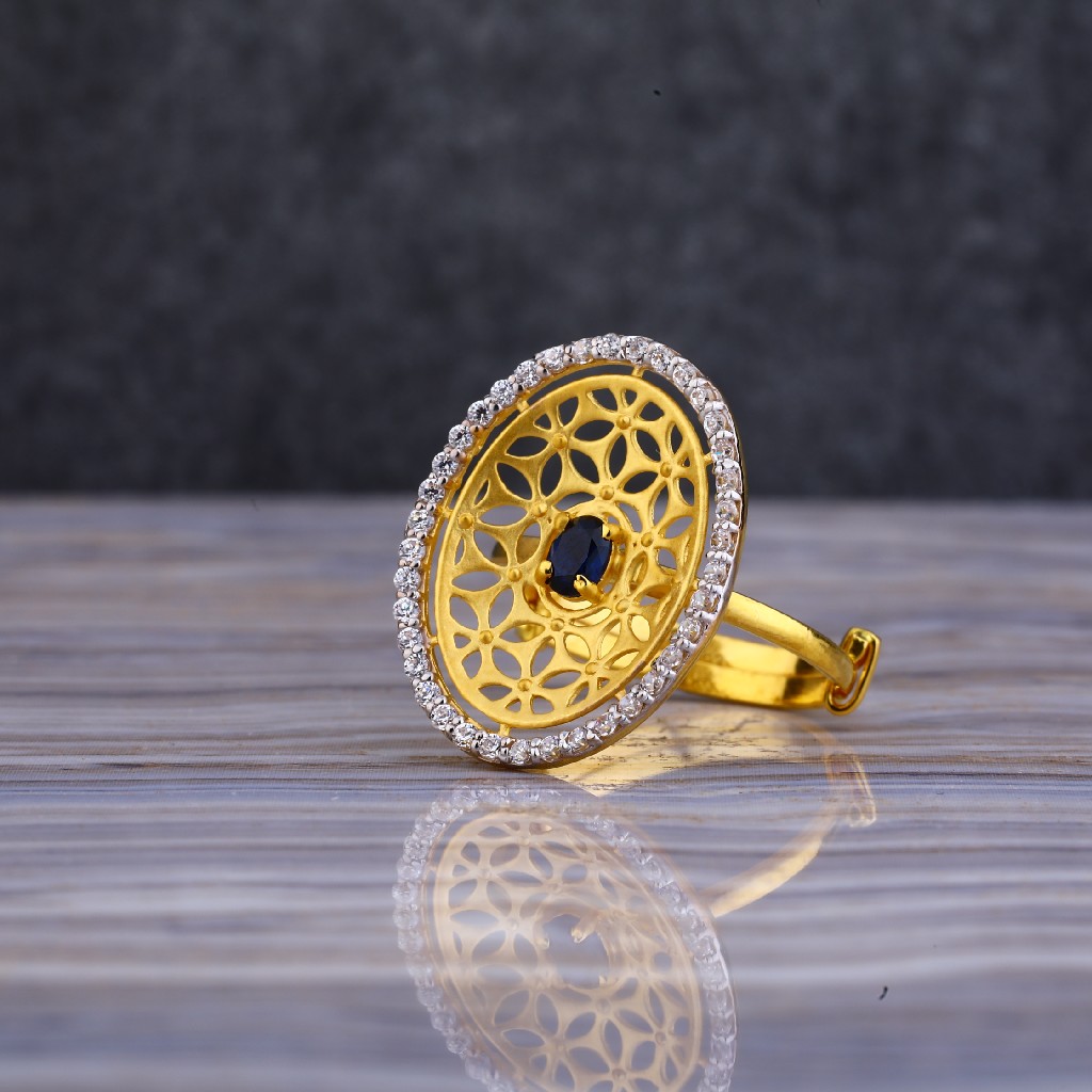 22kt Gold Cz Round Shape Ring LLR114