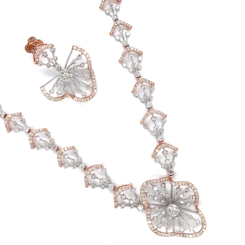 14Kt Rose Gold Natural Diamond Necklace  earrings , ring & Bracelet .