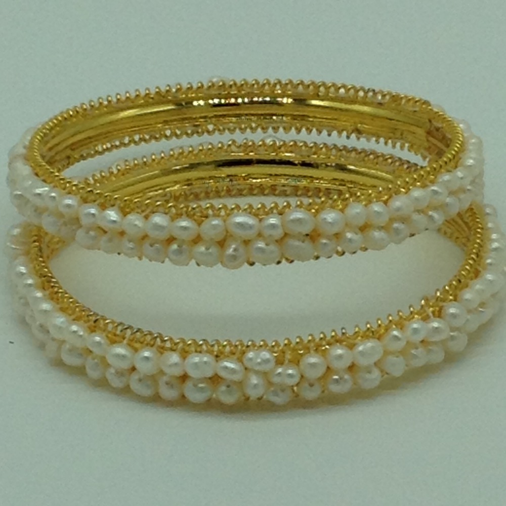 White seed pearls 2 layers ac bangles jbg0080