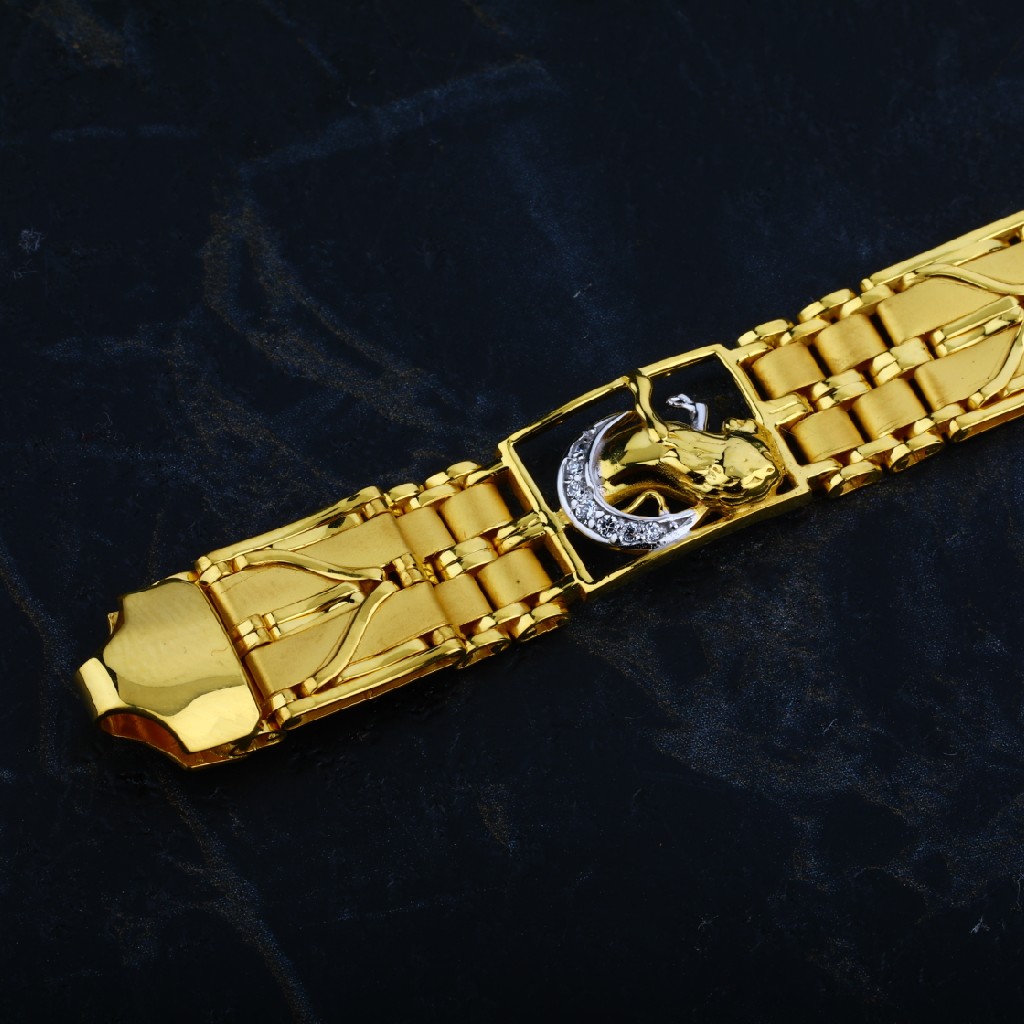 Mens 22K Diamond Cz Gold Fancy Bracelet-MCB17