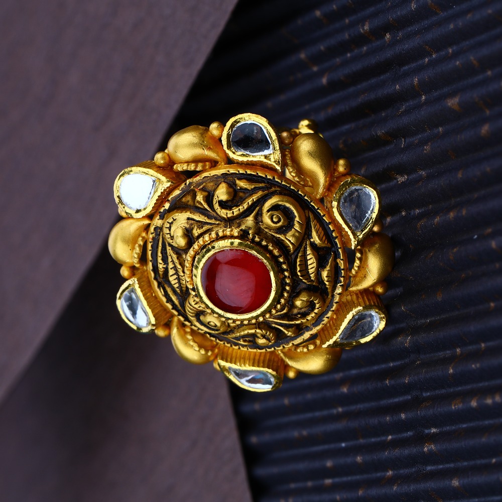 916 Hallmark Gold Antique Rajputi Design Ring
