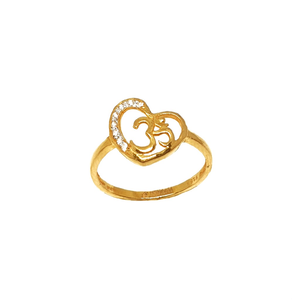 22K Gold Heart Shape Om Ring MGA - LRG0014