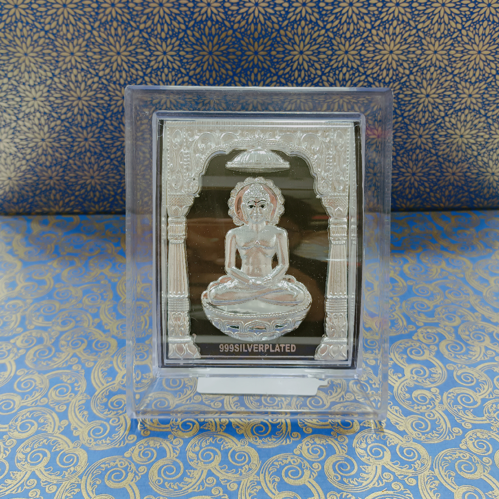 Silver plated mahaveer swami frame