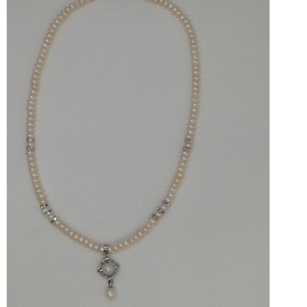 Freshwater pearls pendent set with flat pearls mala jps0075