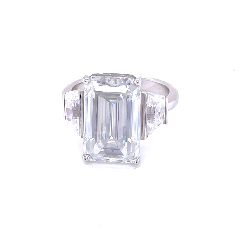 6ct emerald cut moissanite ring 14kt white old .