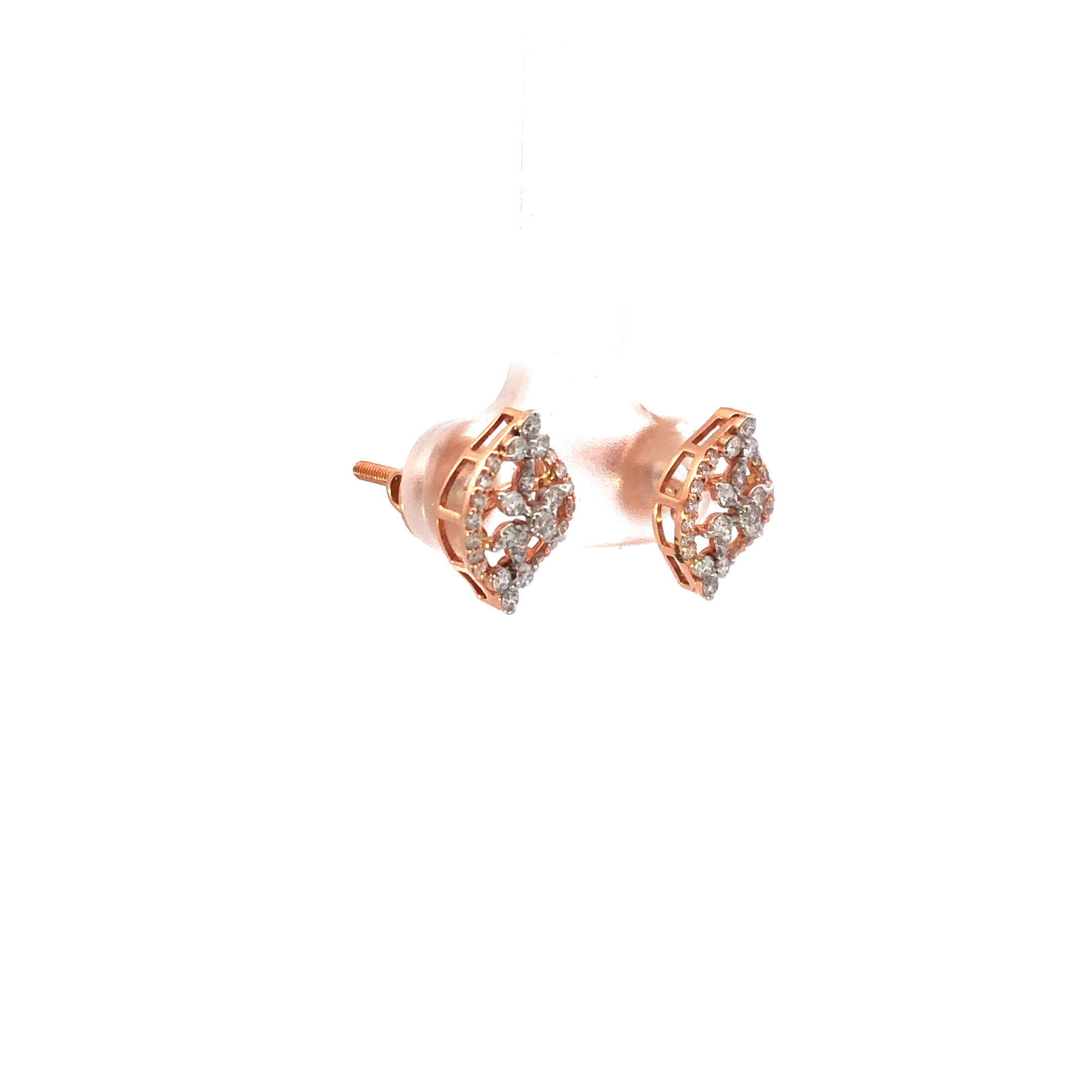 18kt diamond petal design earrings in rosegold
