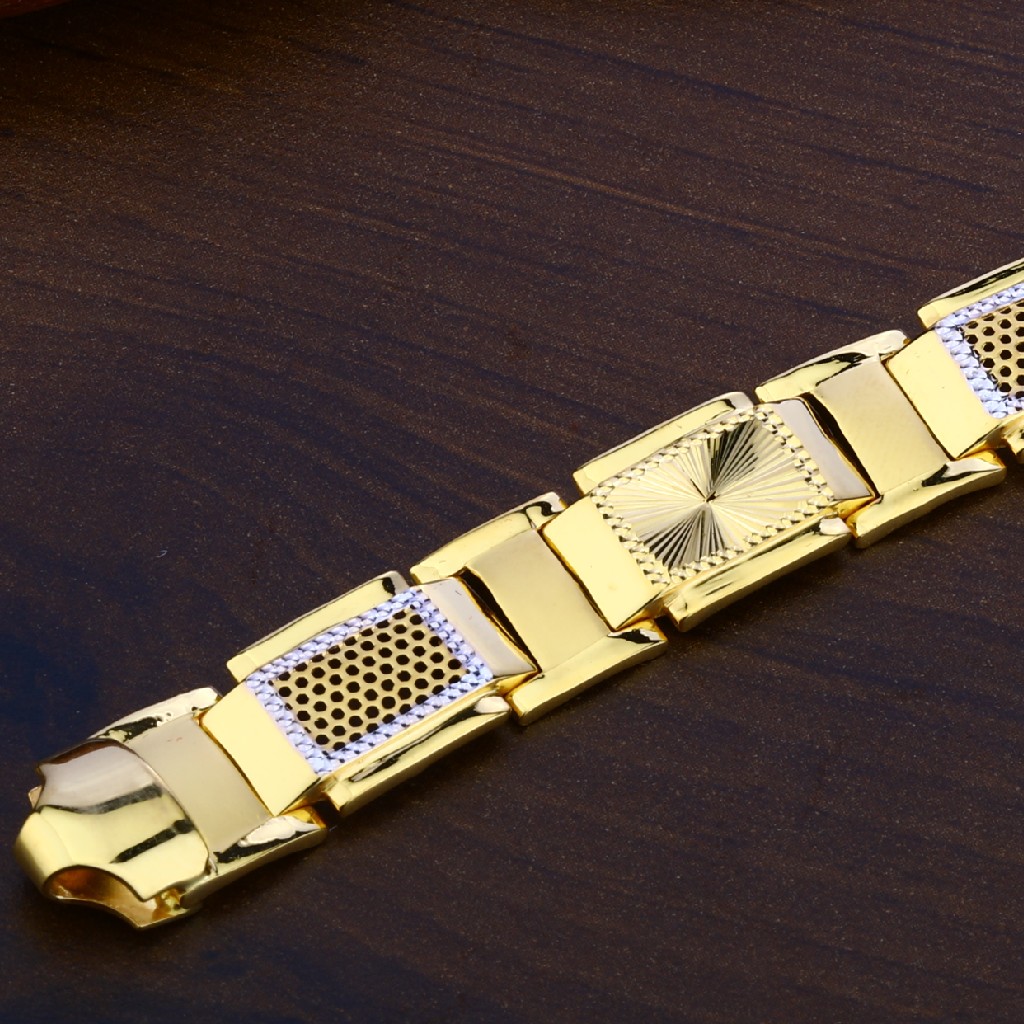 Mens Plain Cz Gold Bracelet-MPB97