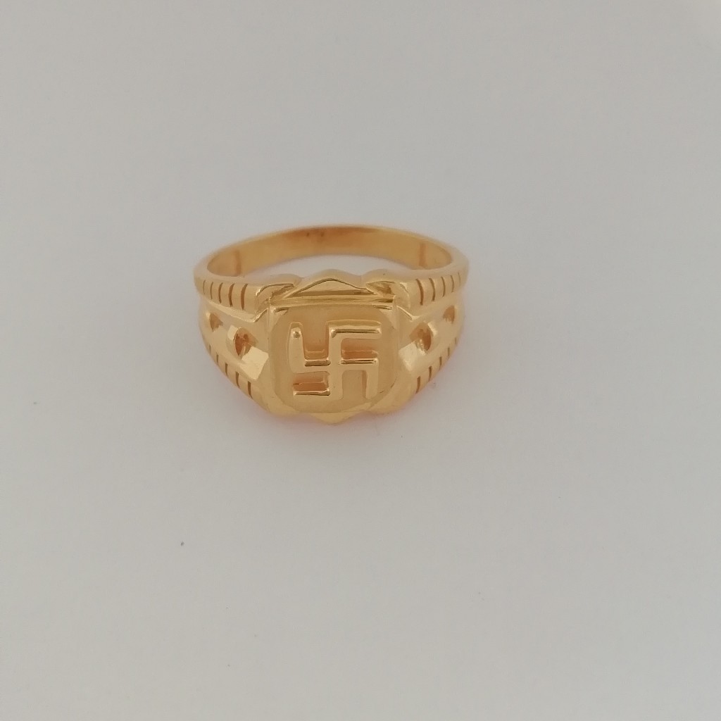 RN Gold Plated Lord Swastik Symbol, Bholenath, Shiva Ring for Men Women
