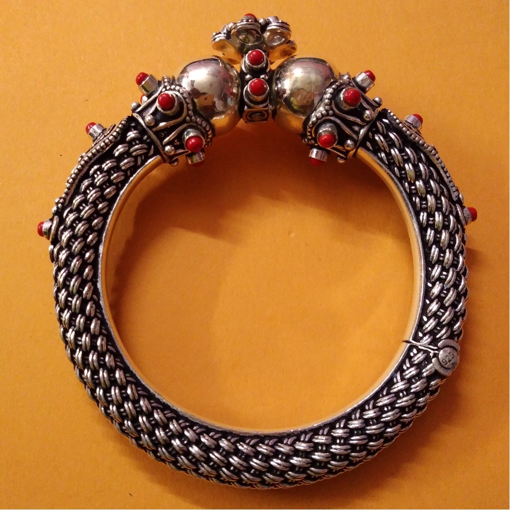 Handcrafted rajputana style gokhru bangles with coral stones |puran