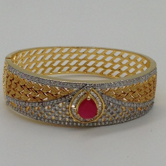 White and red cz openable Kada bracelet jbg0020