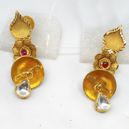 22KT Gold Antique Floral Design Necklace Set For Wedding RHJ-5170