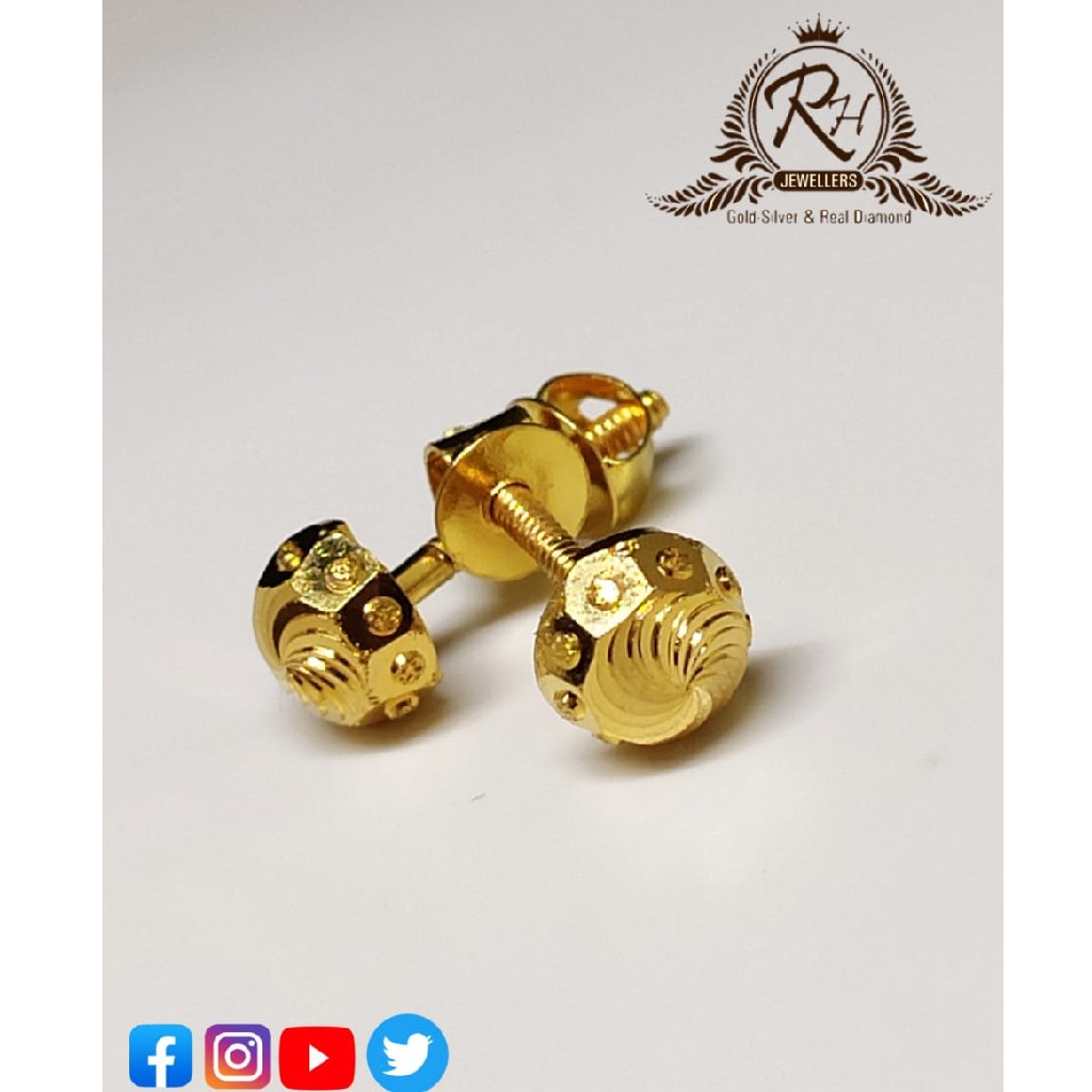22 carat gold plain earrings rh-er469