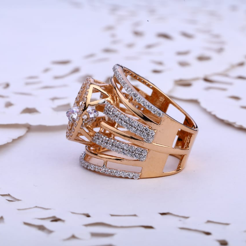 Buy quality 18KT Rose Gold Hallmark Classic Ladies Ring RLR706 in Ahmedabad