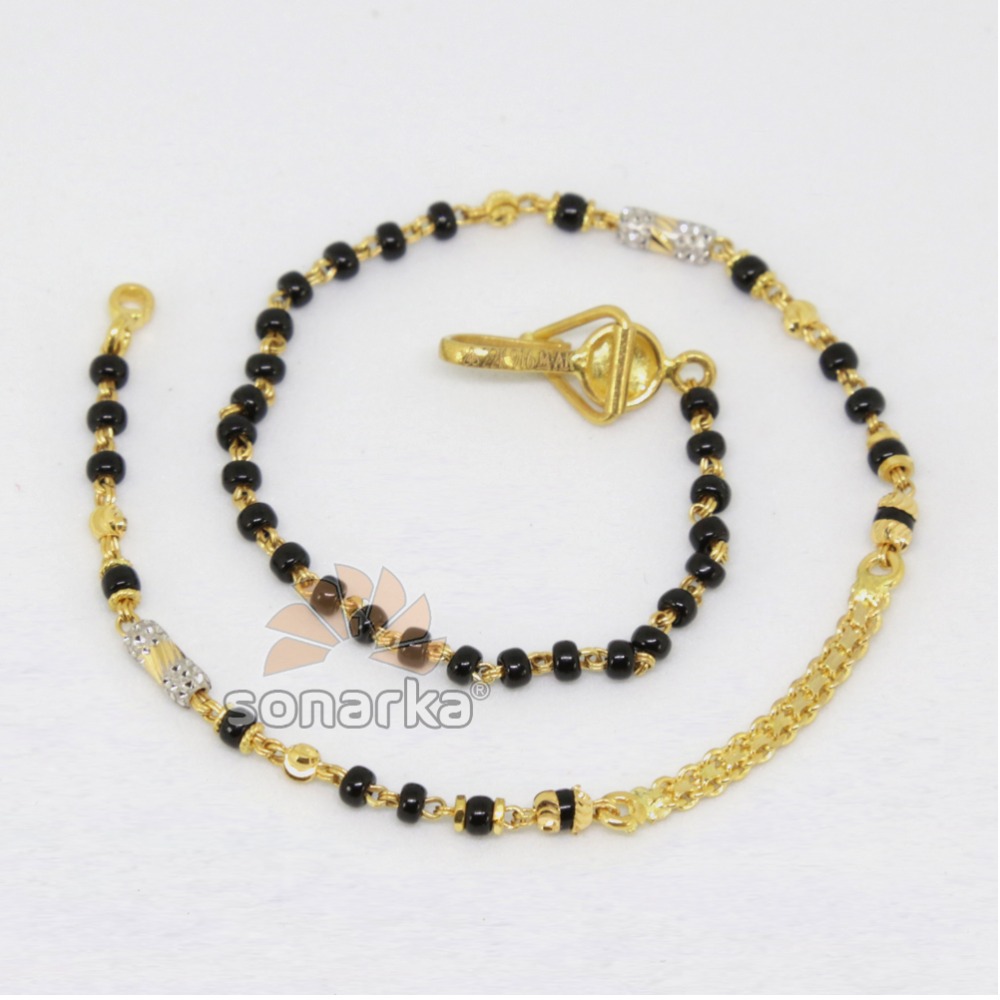 22ct 916 Yellow Gold Mangalsutra Chain with Black Beads