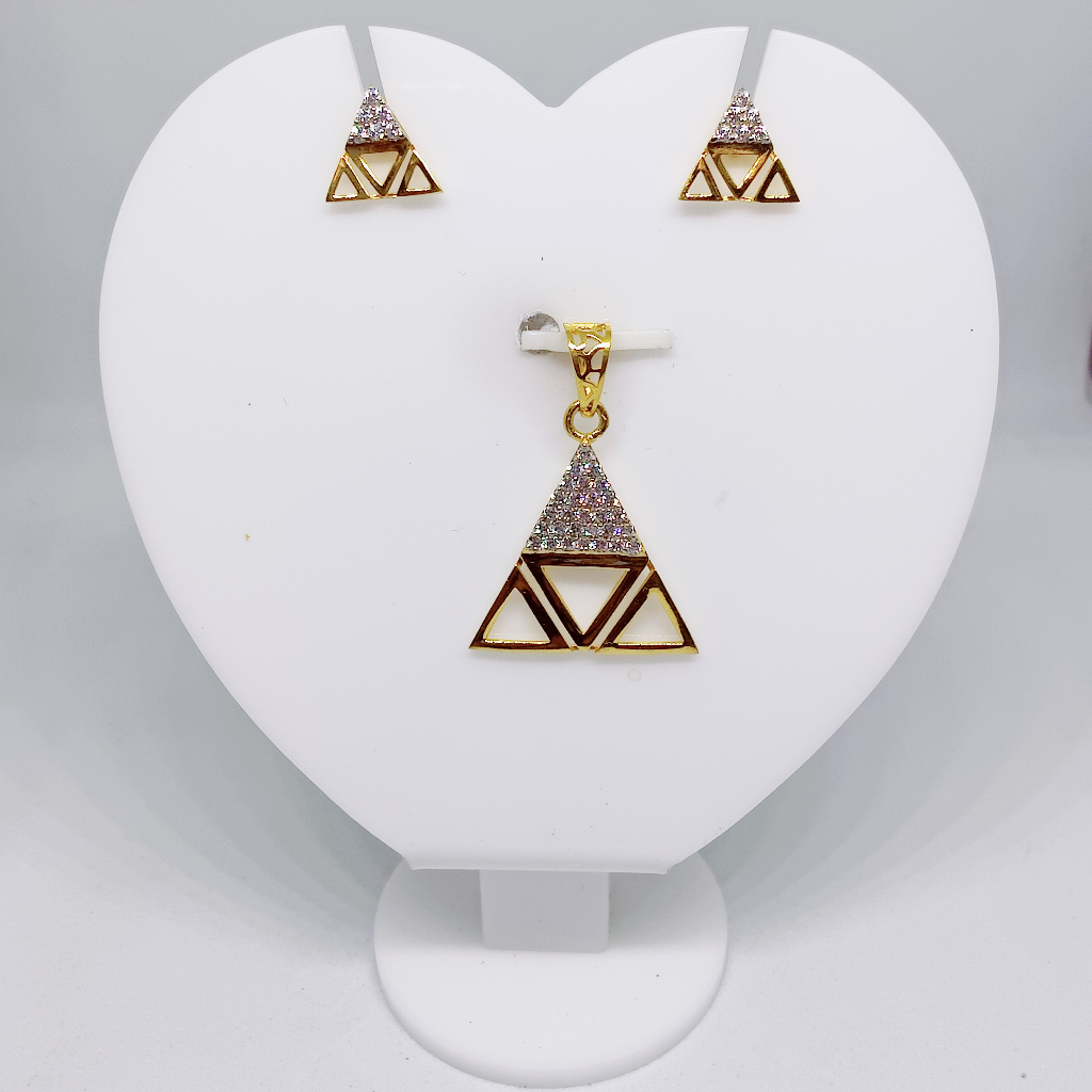 Pendent Triangle Pattern Buy quality 22k gold elegant triangle cz pendent set in Ahmedabad