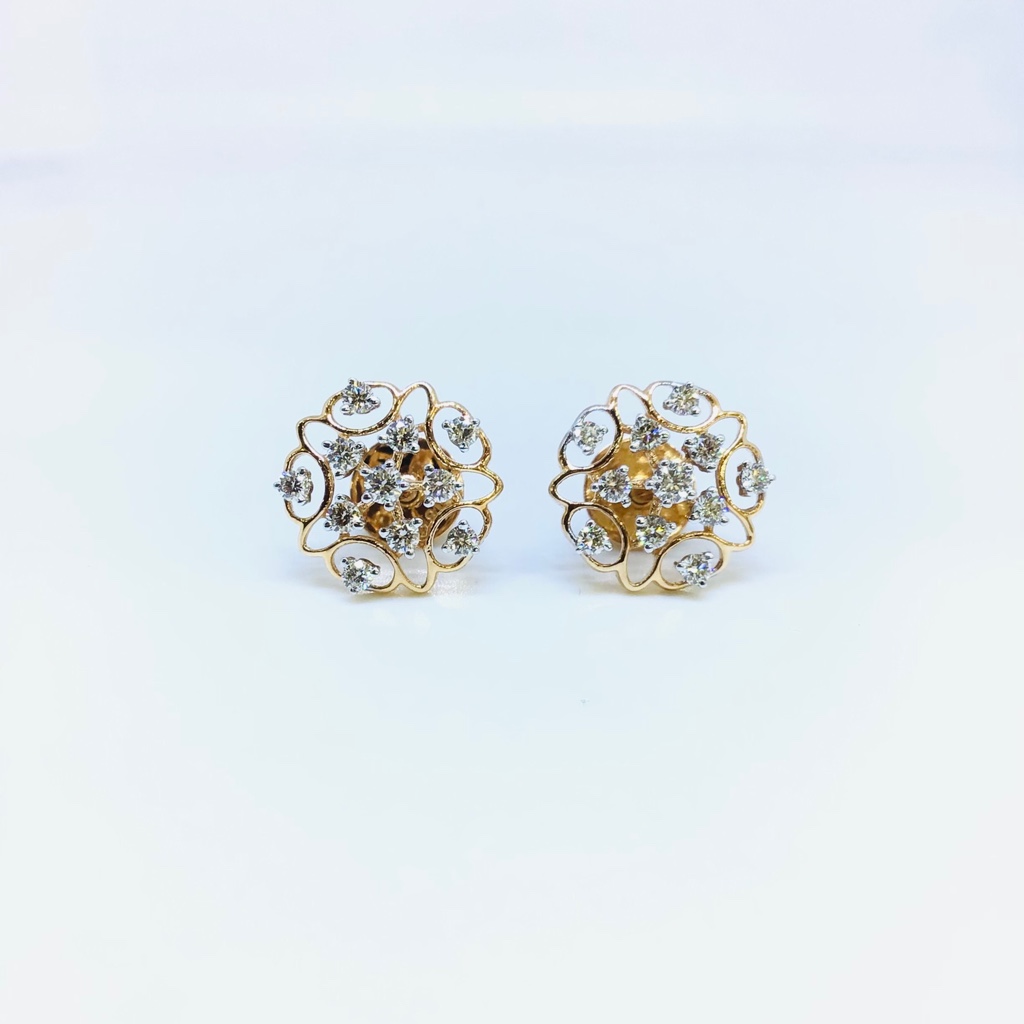 DESIGNING FANCY ROSE GOLD REAL DIAMOND EARRINGS