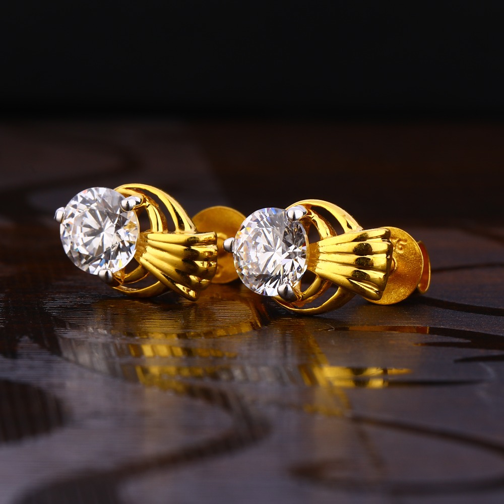 916 Gold Women's hallmark Solitaire Earring LSE241