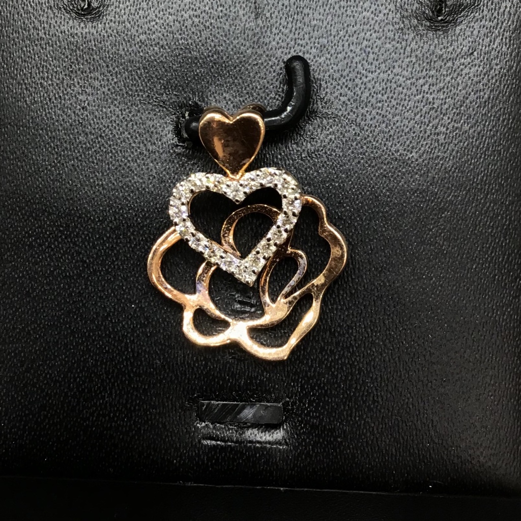 Real diamond fancy Heart pendant set